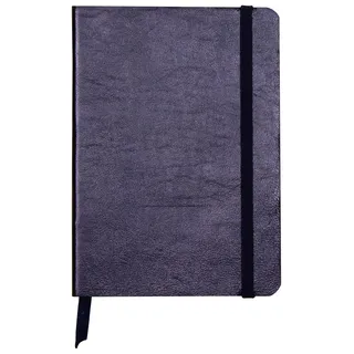 Clairefontaine 400091C Notizbuch (mit Perlmutt-Effekt mit Softcover aus Leder, DIN A6, 10,5 x 14,8cm, 72 Blatt, blanko, Gummizugverschluß, Lesezeichen) 1 Stück petrolblau