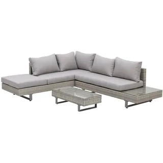 Gartenset - Lounge-Set - Sitzgruppe - Eckbank - Balkonset - 5-sitzig - Wetterbeständiges Harzmaterial - Abnehmbare Kissen
