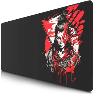 TITANWOLF - XXL Speed Gaming Mauspad 900 x 400mm - XXL Mousepad - Tischunterlage Large Size - verbessert Präzision und Geschwindigkeit - Samurai