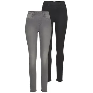 FLASHLIGHTS Jeansjeggings Packung, 2er-Pack, enge Passform, Röhrenjeans, Used-Look-Waschung, hohe Leibhöhe, schwarz