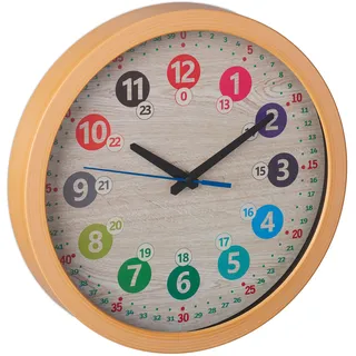 Relaxdays Wanduhr Kinder Ø 30 cm mehrfarbig Lernuhr