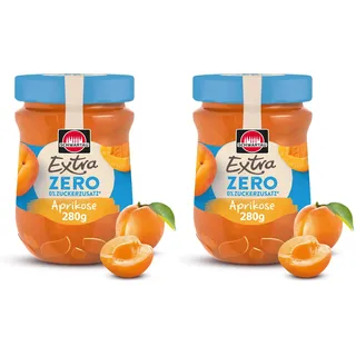 Schwartau Extra Zero Aprikose, Fuchtaufstrich ohne Zuckerzusatz, 13 kcal pro 25g, 280g (Packung mit 2)