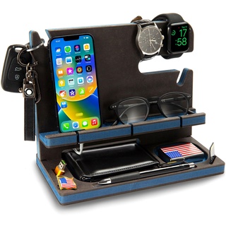 GRETAOTO Holz-Dockingstation für Handy, Tablet, Geldbörse, Gadgets, Uhr, Schlüssel, Zubehör, Essentials, Nachttisch, Schreibtisch-Organizer, Geschenke für Männer