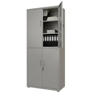 Juskys Aktenschrank 80 x 40 x 180 cm Hellgrau