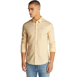 Tommy Jeans Herren Hemd Original Stretch Shirt Slim Fit, Gelb (Custard Cream), XS