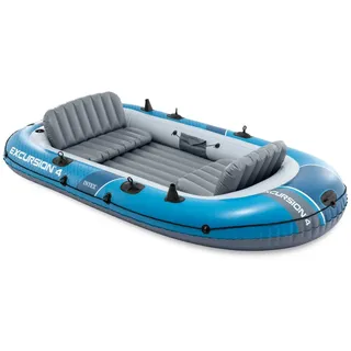 Intex 66324NP Schlauchboot Excursion 4 Set mit Paddel Luftpumpe 500kg Paddelboot - Blau