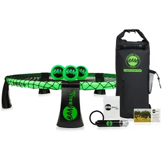 BamBall bamball® Roundnet Pro Set (Turnier Edition) – mit 3 neu entwickelten Bällen, wasserdichter Rucksack, verbessertes Netz, verstärkte Rahmenteile & Ballpumpe
