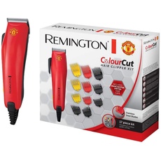 Remington Haarschneidemaschine Colour Cut Manchester United Edition (Netzbetrieben, selbstschärfende Edelstahlklingen, inkl. 17 teiliges Zubehör davon 11 Aufsteckkämme) Haartrimmer Herren HC5038, Rot