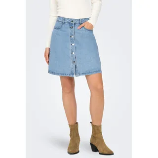 Jeansrock ONLY "ONLFARRAH REG BOX DNM GUA", Damen, Gr. 36, blau (medium blau denim), Denim/Jeans, Obermaterial: 100% Baumwolle, unifarben, figurbetont kniefrei, Röcke Jeansrock