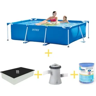 Intex Frame Pool - 220 x 150 x 60 cm - Inklusive Solarsegel, Filterpumpe & Filter