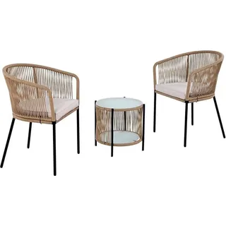 Estexo Balkonset Gartenset Bistro Set Gartenmöbel Set Outdoor Rope Sitzgruppe Beige