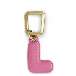 UNTAGS - Charm Buchstabe L - Material mit Ledereffekt - inklusive Goldener Metallschnalle - Rose