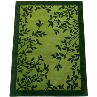 Grün Teppich 100% Wolle 170X240 CM Handarbeit Blatt Designer Orientteppich WT4