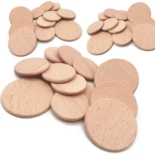 Set mit 100 Holzscheiben (Ø: 3 cm, Dicke: 3,0 mm, Buche)