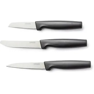 FISKARS Küchenmesser 3 tlg Messerset EDELSTAHL Universalmesser Kochmesser Messer - Schwarz