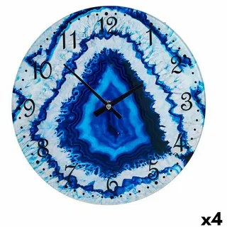Wanduhr Marmor Blau Kristall 30 x 4 x 30 cm (4 Stück) - Blau