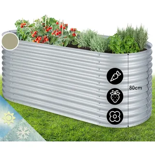Blumfeldt Hochbeet aus Metall 200 x 80 x 100 cm Silber