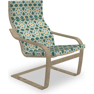 ABAKUHAUS Teal Poäng Sessel Polster, Marokkanische Stern-Verzierung, Sitzkissen mit Stuhlkissen mit Hakenschlaufe und Reißverschluss, Teal Marigold - Gold