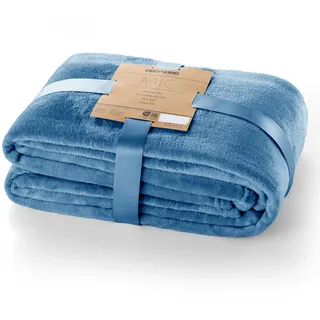 DecoKing Kuscheldecke 160x210 cm dunkelblau Decke Microfaser Tagesdecke Fleece weich sanft kuschelig marinenblau Navy Indigo Mic