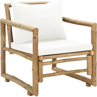 vidaXL Gartenstühle 2 Stk. mit Polstern und Kissen Bambus - Creme