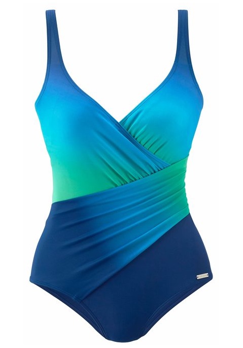 Bild von Badeanzug, in Wickeloptik mit Shaping-Effekt, blau