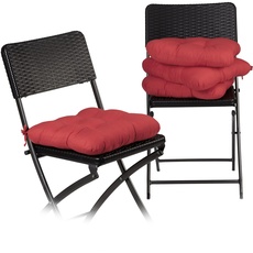 Relaxdays Stuhlkissen 4er Set, bequeme Sitzkissen mit Schleife, Sitzpolster Garten & Haus, weich, waschbar, 36x36cm, rot