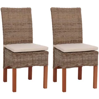 Mendler Esszimmerstuhl M44 Rattan Braun 2er Set