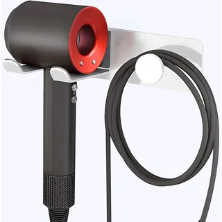 FLE Haartrockner-Halter, Wandmontage, Edelstahl, selbstklebend, Föhnhalter für Dyson Supersonic Haartrockner, Weiß