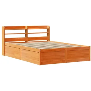 vidaXL Massivholzbett mit Kopfteil Wachsbraun 120x190 cm Kiefer - Braun