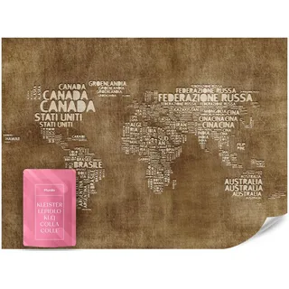 Muralo Fototapete für Büro alte italienische Weltkarte 400x280 , Braun, Beige , Papier , Land-/Weltkarte, Vintage , Rechteckig , 400x280 cm , Tapeten & Wandverkleidungen, Fototapeten
