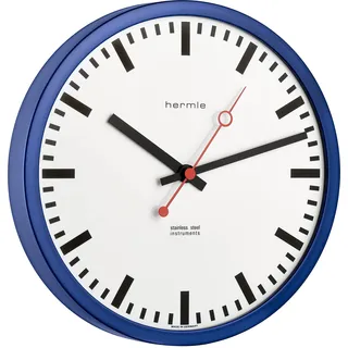 HERMLE Bahnhofsuhr 30471-Q72100 Quarz, Blau, Ø 30cm x 5cm