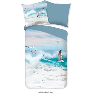 Duvet cover Good Morning 155x220 + 1* 80x80 cm - wild sea/waves/gulls - Blau