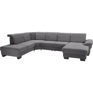 Home Affaire Wohnlandschaft »Cornwall U-Form« inkl. Sitztiefenverstellung, wahlweise mit Bettfunktion, grau,