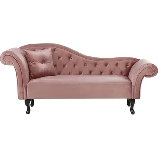 BELIANI Chaiselongue Linksseitig Rosa Samtstoff Holzfüße Glamourös Mit Zierkissen - Rosa