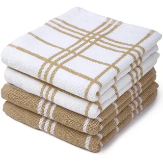 Encasa XO Geschirrtücher, Frottee Baumwolltücher 60x40 cm | Beige Frottee, Saugstark & Schnelltrocknend | Langlebig & Weich | Küchenhandtücher & Spüllappen