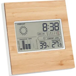 MidOcean - Digitale Tischuhr, Bambus MO1156 (13 cm x 13 cm x 2,3 cm) (Holz) - Braun