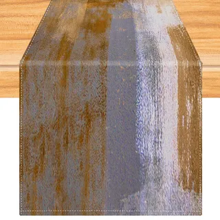Tischläufer Braun 40 x 140 cm Tischdekoration Modern Kunst Gemälde Kurz Abwaschbar Tischdeko für Weihnachten Party Hochzeiten Feiertage Geburtstag Küche Deko