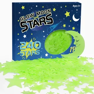 241 Stück Leuchtsterne Kinderzimmer, Leuchtsterne Selbstklebend | 3D Stern Leuchtend Wandtattoo für Decke, Raumdekoration – Erstellung Realistischen Sternenhimmel​ (Grün)