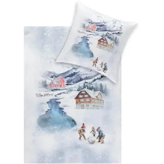 ESTELLA Kuschelflanell Bettwäsche Mountain Lake Silber