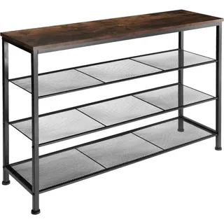 tectake Schuhregal Portsmouth, 100 x 30,5 x 72,5 cm, Industrial Holz dunkel, rustikal , Rostfarben , Metall , Rechteckig , 30.5x72.5x100 cm , Garderobe, Schuhaufbewahrung, Schuhregale