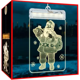 Malatec 17224 Hängende 3D-LED-Weihnachtsdekoration mit leuchtendem Weihnachtsmann