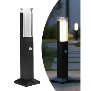 WRMING Außen Pollerleuchte mit Bewegungsmelder, LED Wegeleuchten Outdoor, Aluminium Anthrazit Sockelleuchte, Modern Gartenlampe für draußen Strom,IP65 Wetterfest,Garten Stehleuchte,3000K Warmweiß,40cm