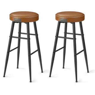VASAGLE ECHO Kollektion Barhocker, 2er Set, Barstuhl, Kunstleder, 76,2 cm hoch, karamellbraun - Braun