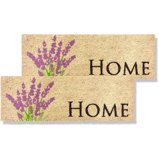 Astra rutschfeste Kokosmatte - Schuhparkplatz Lavendel 2er Set 25 x 75 cm | Coco Style schmale Fussmatte Innenbereich & überdachter Außenbereich Türmatte wetterfest Fußmatte Kokosfaser strapazierfähig