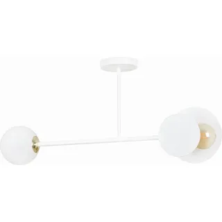Emibig MINERVA - 2 Light Semi Flush Deckenleuchte Weiß mit Glasschirm, E27 - Weiß