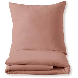 Luxuriöses Bettset aus Mako-Satin 100% Baumwolle 135x200 155x220 200x200 200x220, Größe:155 x 220 cm, Farbe :Rosa