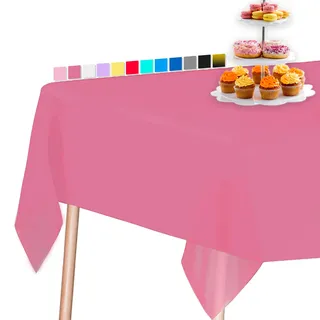 PartyWoo Tischdecke Hot Pink, 137 x 274 cm/ 54 x 108 Zoll Rechteckige Party Tischdecke Abwaschbar für 6 bis 8 Fuß Tisch, Tischtuch, Table Cloth, Wasserdichte Tischdecke für Party, Geburtstag (1 STÜCK)