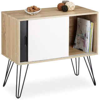 Relaxdays Sideboard Retro 70 x 80 x 40 cm Schwarz/Weiß