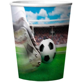 Folat 3D-Effekt Plastikbecher "Fußball" 4er Pack