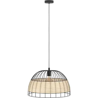 EGLO Pendelleuchte Anwick Ø 50 cm E27, schwarz / natur